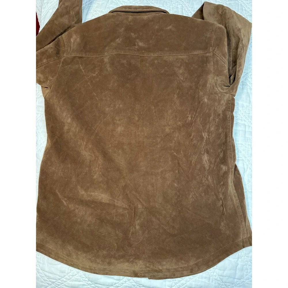 Levis Mens Faux Suede Trucker Jacket Brown Zip Front Snap Shirt Jacket Medium - Picture 10 of 13